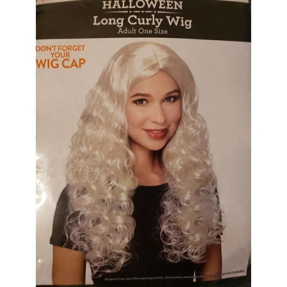 Adult Costume Wigs White Long Curly Hair Wig NEW